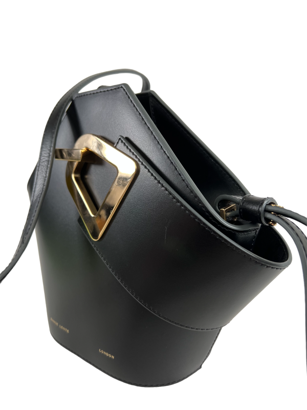 Danse Lente Black Leather Structured Bucket Bag Online now