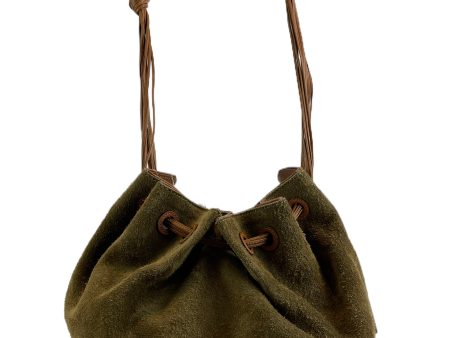 Gucci Khaki Suede Shoulder Bucket Bag Supply