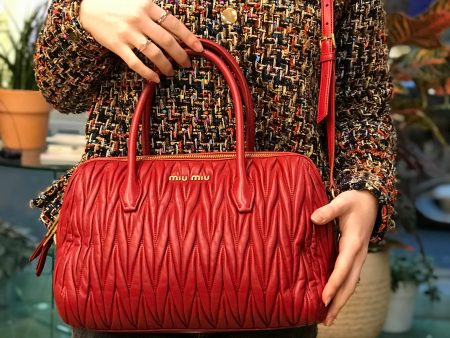 Miu Miu Red Ruched Leather Tote Supply