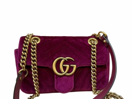 Gucci Small Raspberry Velvet Marmont Crossbody Online now