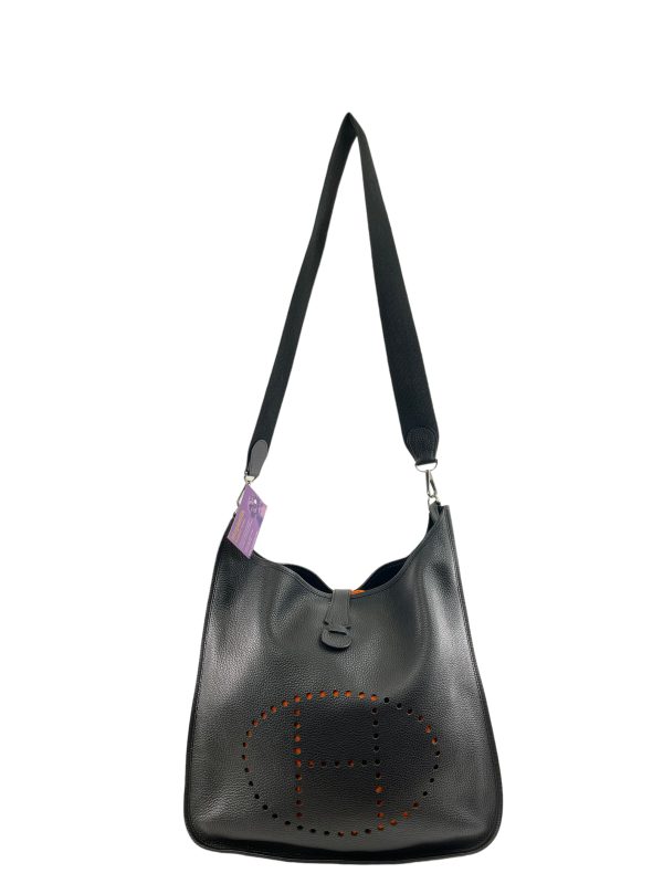 Hermès Black Clemence Leather Evelyne TGM Crossbody on Sale