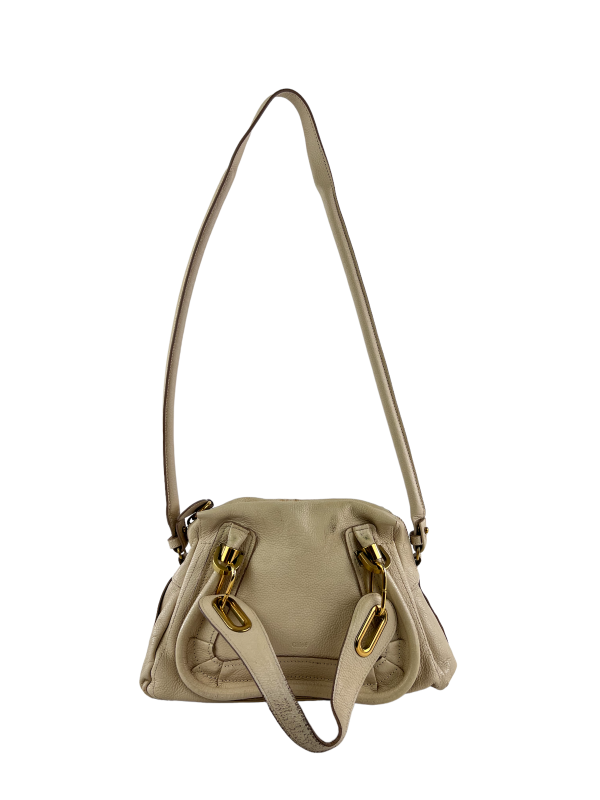 Chloe Cream Leather Paraty Top Handle Shoulder Bag Hot on Sale