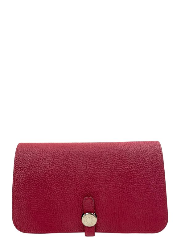 Hermes Burgundy Leather “Dogon” Wallet Online now