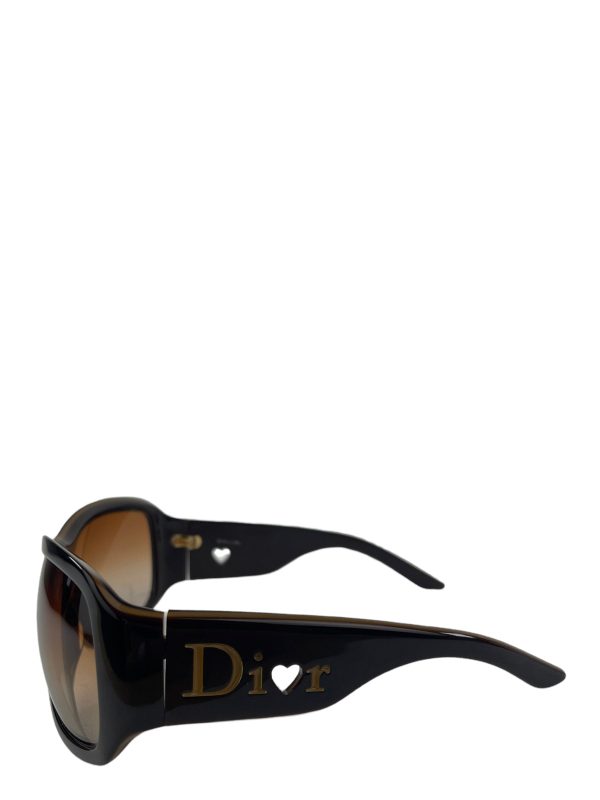 Christian Dior Brown Burgundy Oversized Logo Sunglasses Discount