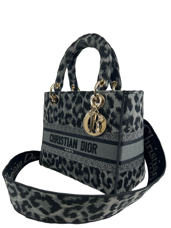 Christian Dior Cheetah Print Embroidered Canvas ‘D-Lite’ Tote Online Hot Sale