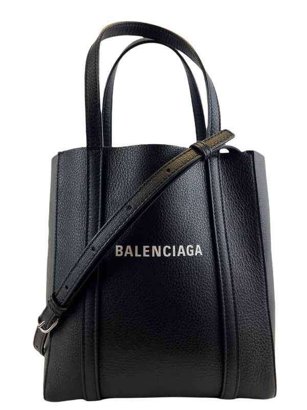 Balenciaga Small Black Leather Logo Crossbody Tote Supply