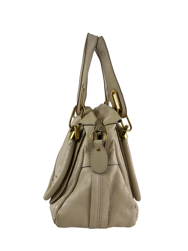 Chloe Cream Leather Paraty Top Handle Shoulder Bag Hot on Sale