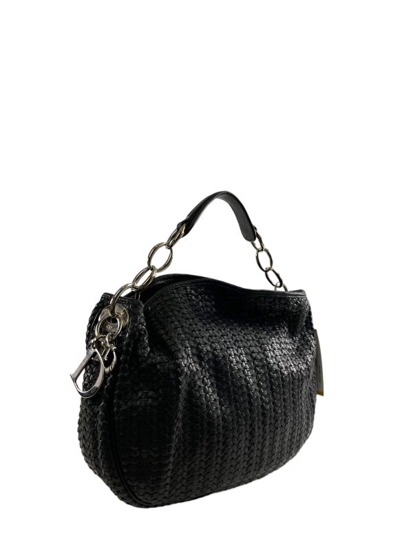 Christian Dior Black Woven Leather Shoulder Bag Online Hot Sale