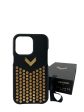 Manokhi x Velante Black Studded Leather iPhone 13 Pro case Fashion