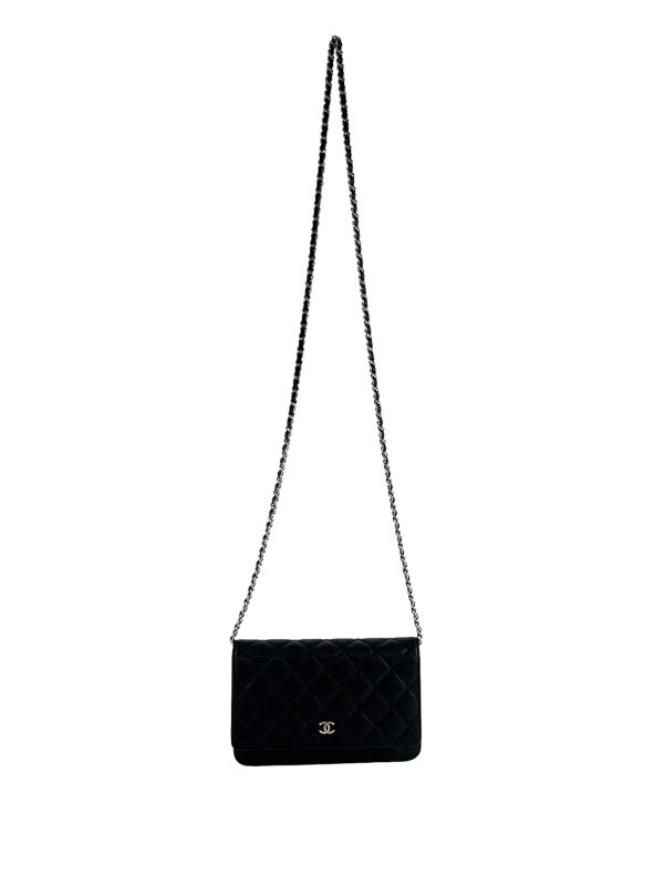 Chanel Black Caviar Leather Wallet On Chain With Silvertone Hardware Cheap