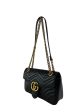 Gucci Black Chevron Leather GG Marmont Shoulder Bag Fashion