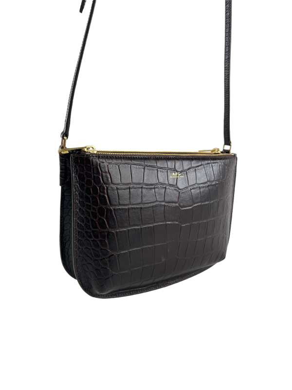 APC Brown Croc Effect Leather Crossbody Sale