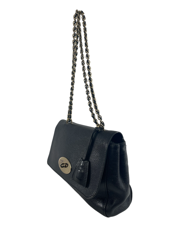 Mulberry Black Grained Leather  Lily  Chain Shoulder Bag Online Sale