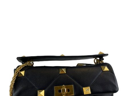 Valentino Black Nappa Lambskin Leather Studded ‘Roman’ Crossbody Cheap