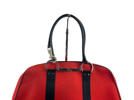 Christian Dior Vintage Red Canvas Tote Cheap