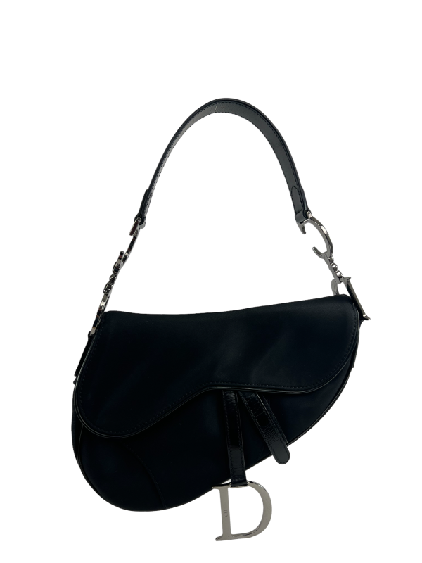 Christian Dior Black Canvas Nylon & Patent Leather Saddle Bag Online