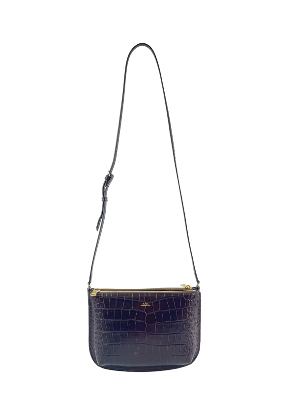 APC Brown Croc Effect Leather Crossbody Sale