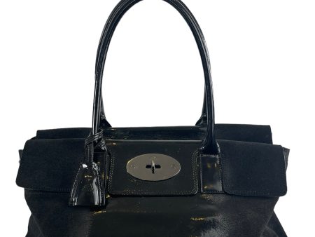 Mulberry Black Suede and Patent Leather “Bayswater” Tote Online Hot Sale