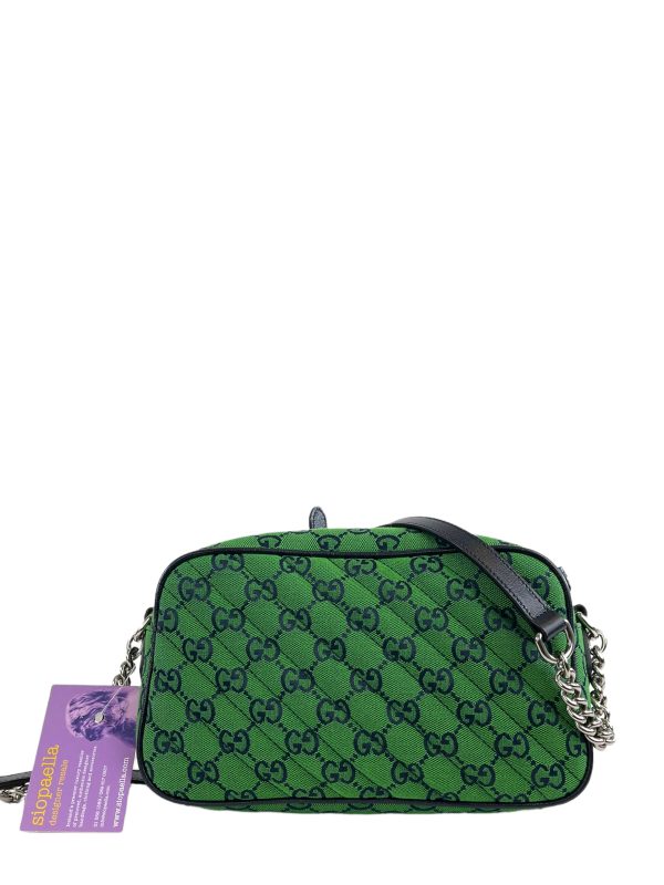 Gucci Green Monogram Fabric Marmont Crossbody Online Sale