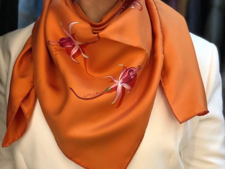 Hermes Orange 100% Silk Scarf on Sale