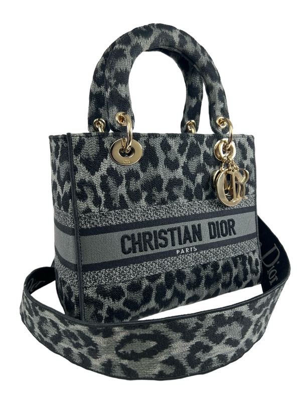 Christian Dior Cheetah Print Embroidered Canvas ‘D-Lite’ Tote Online Hot Sale