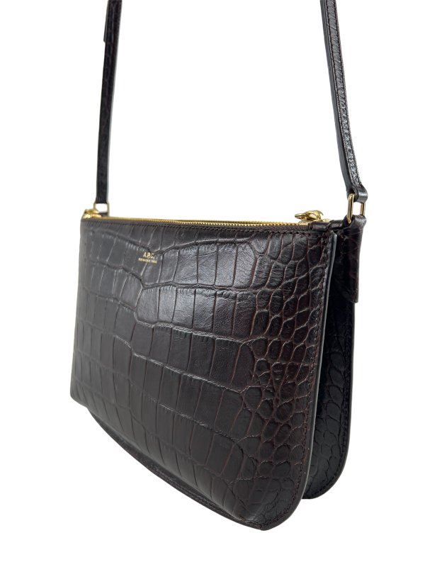 APC Brown Croc Effect Leather Crossbody Sale