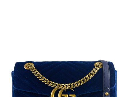 Gucci Small Blue Velvet Marmont Crossbody Online Sale