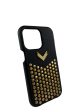 Manokhi x Velante Black Studded Leather iPhone 13 Pro case Fashion