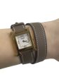 Hermes Etoupe Leather ‘Heure H’ Double Wrap Watch Cheap