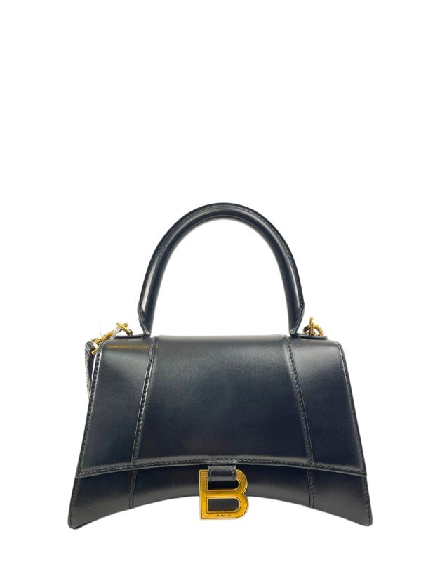 Balenciaga Black Leather ‘Hourglass XS’ Crossbody Hot on Sale