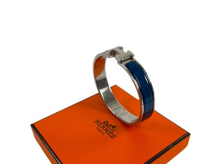 Hermès Blue Enamel Palladium Plated  H  Bracelet Discount