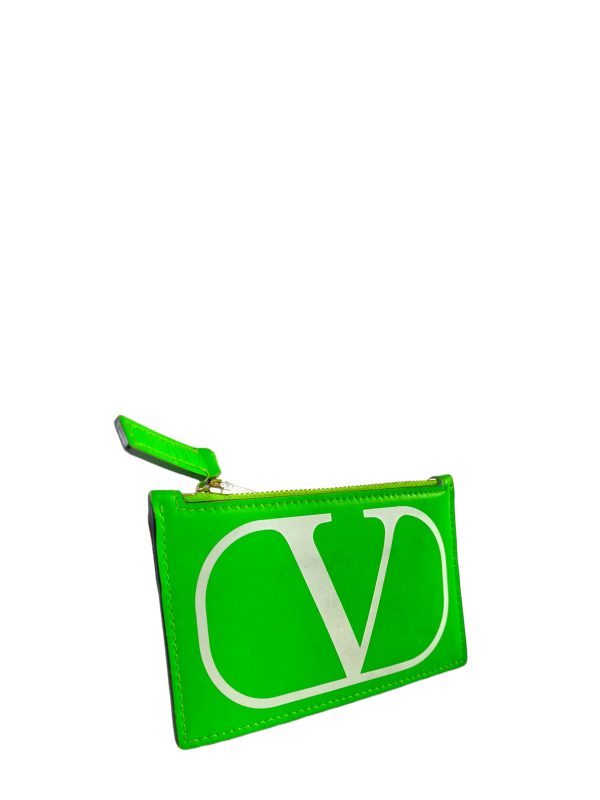 Valentino Lime Green Leather Card Holder Discount