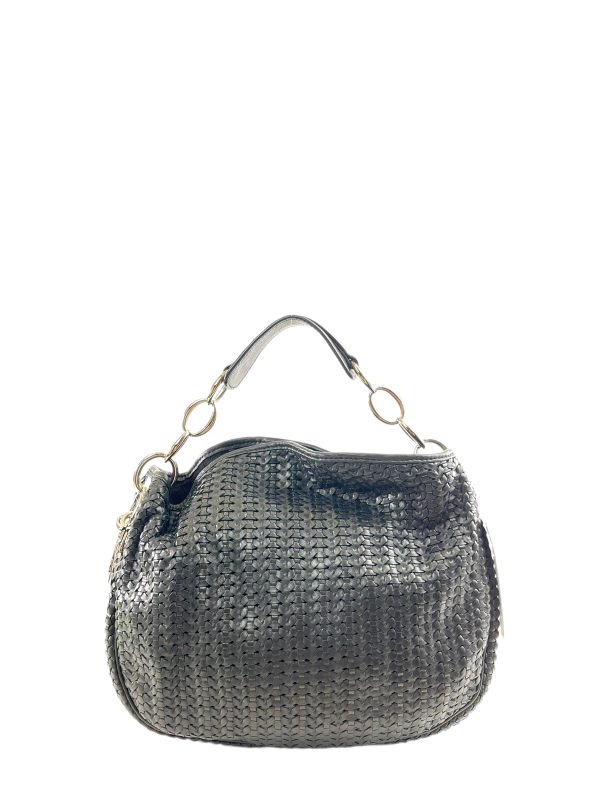 Christian Dior Black Woven Leather Shoulder Bag Online Hot Sale