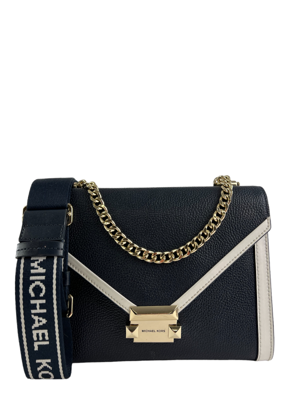 Michael Kors Navy & White Leather Crossbody on Sale