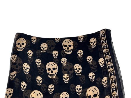 Alexander McQueen Black Classic Skull Print Silk Scarf Sale