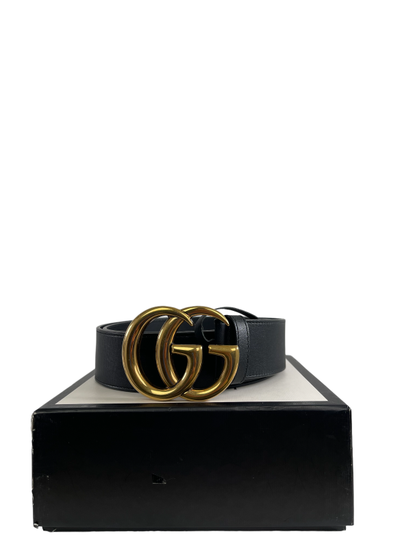 Gucci Black Leather GG Belt - 34” Waist Online now