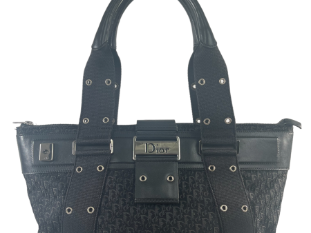 Dior Black Monogram Canvas & Leather Vintage Tote Hot on Sale