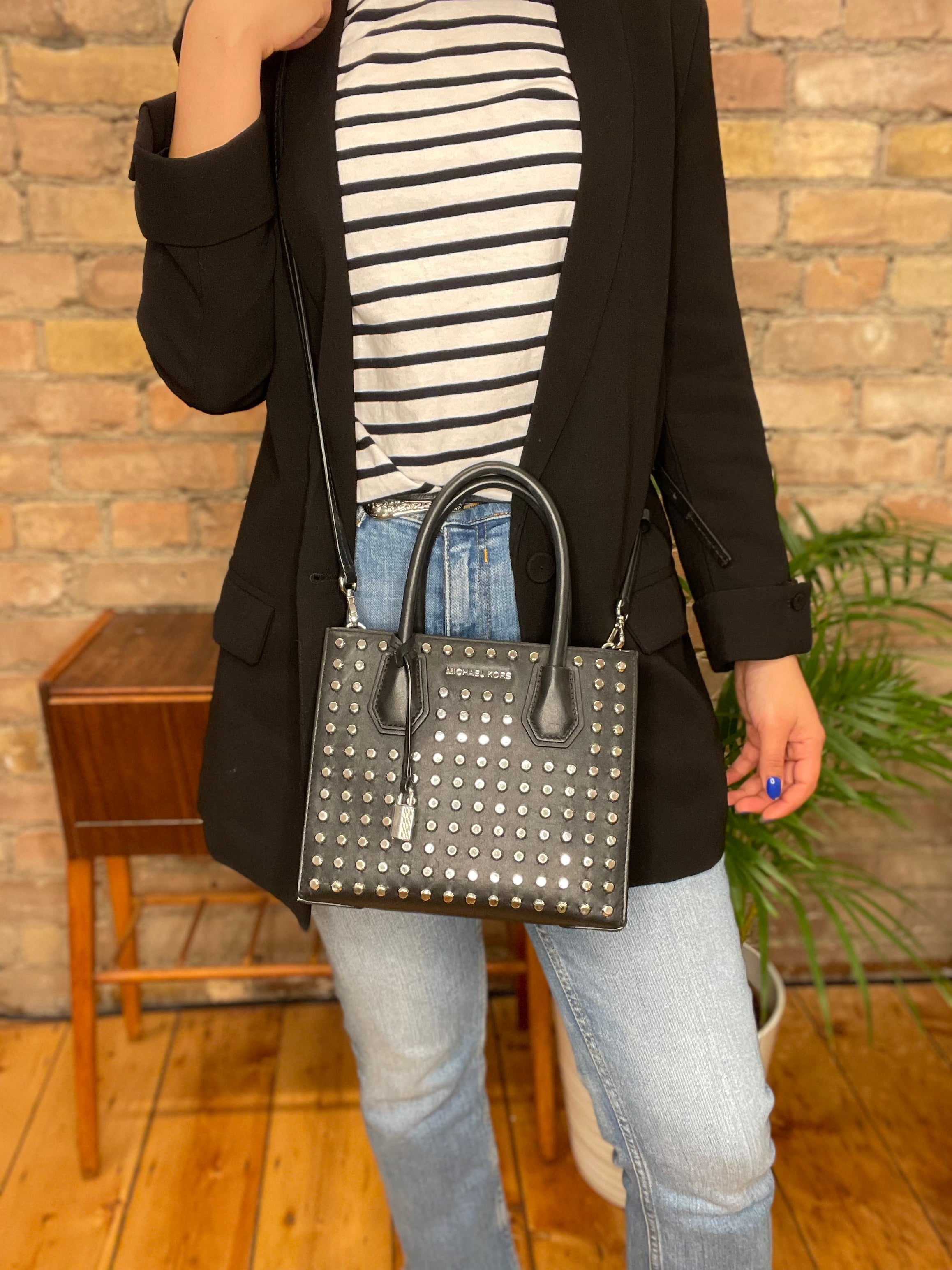 Michael Kors Small Black Studded leather Crossbody Sale