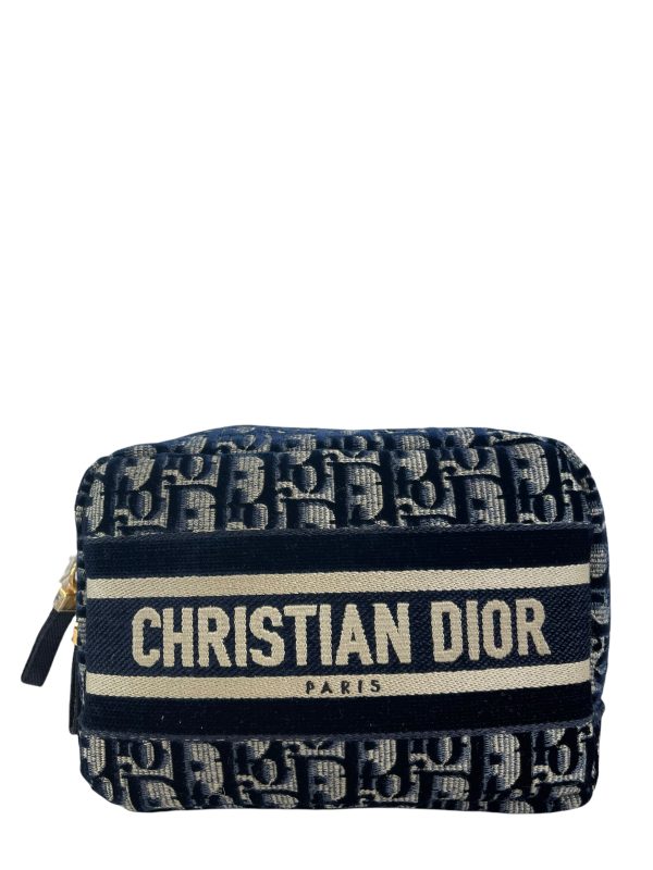 Christian Dior Blue Monogram Canvas Pouch Sale