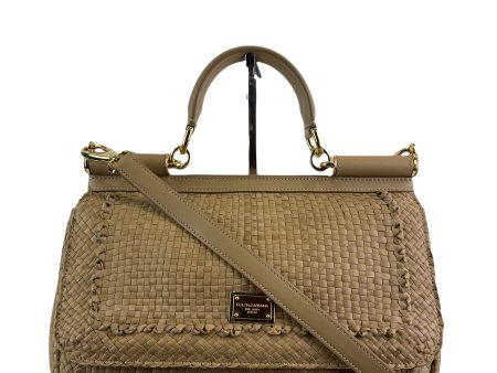 Dolce & Gabbana Tan Woven Leather Handbag w  Attachable Strap Online Hot Sale