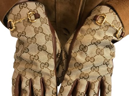 Gucci Monogram Canvas & Leather Gloves - Small Online now