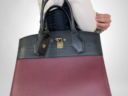 Louis Vuitton Black  Purple Leather ‘City Steamer’ Tote Shoulder Bag Hot on Sale