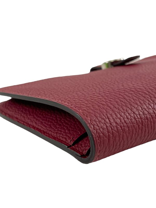 Hermes Burgundy Leather “Dogon” Wallet Online now