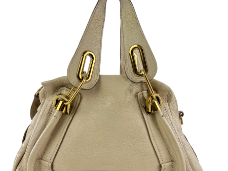 Chloe Cream Leather Paraty Top Handle Shoulder Bag Hot on Sale