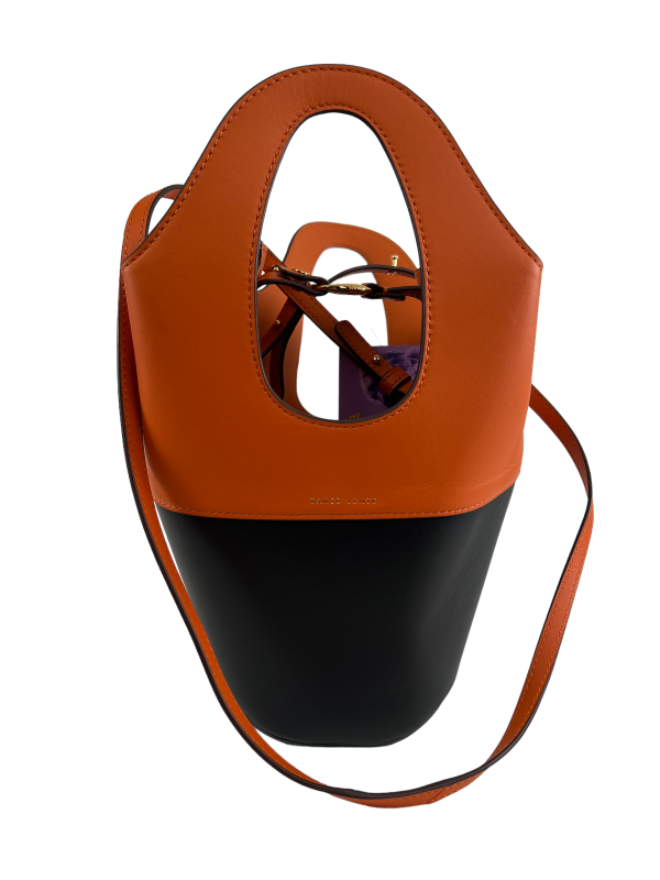 Danse Lente Orange & Black Leather Structured Bucket Bag Cheap