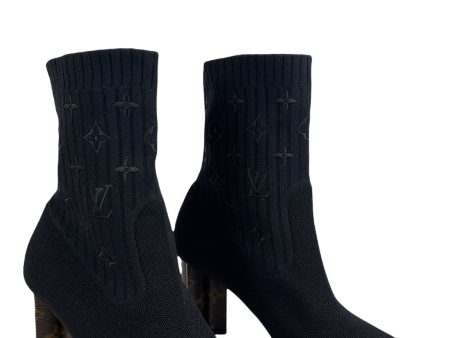 Louis Vuitton Black ‘Bottine’ Sock Boots W  Monogram Heel - UK 7 on Sale