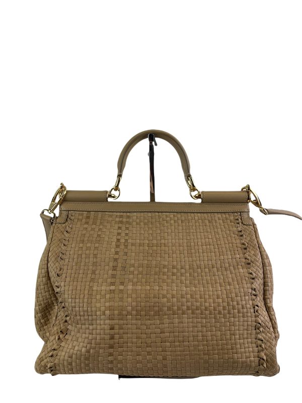 Dolce & Gabbana Tan Woven Leather Handbag w  Attachable Strap Online Hot Sale