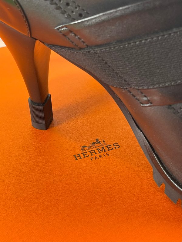 Hermès Black Leather Ankle Boots - UK 4 For Sale