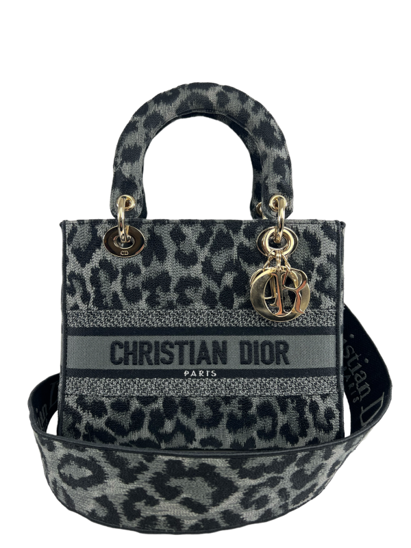 Christian Dior Cheetah Print Embroidered Canvas ‘D-Lite’ Tote Online Hot Sale