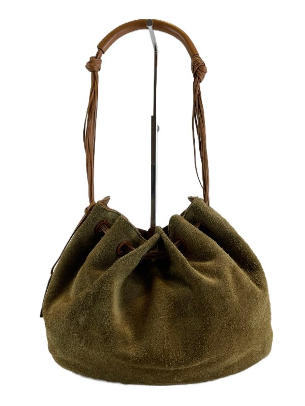 Gucci Khaki Suede Shoulder Bucket Bag Supply